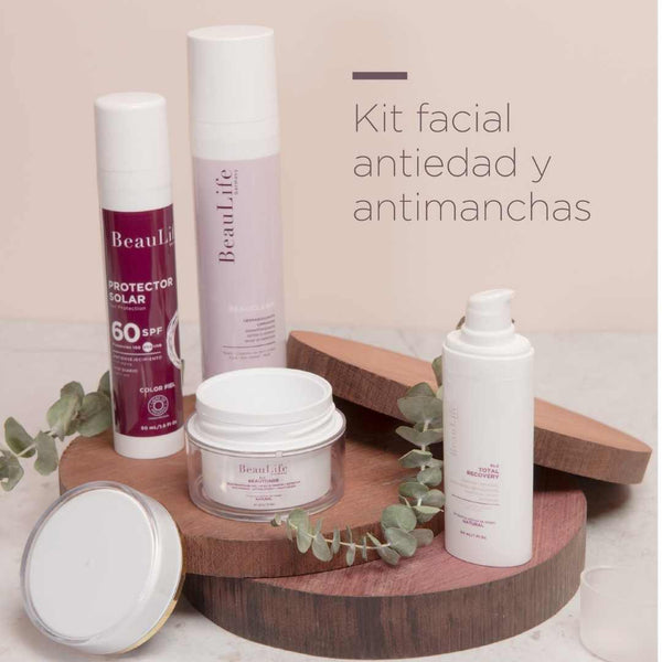 Kit Completo Manchas – Antiedad, Ojeras, Detox, Rostro, Contorno de ojos y cuello (BL1 + Total Recovery + Beautoner + Protector Solar BL)
