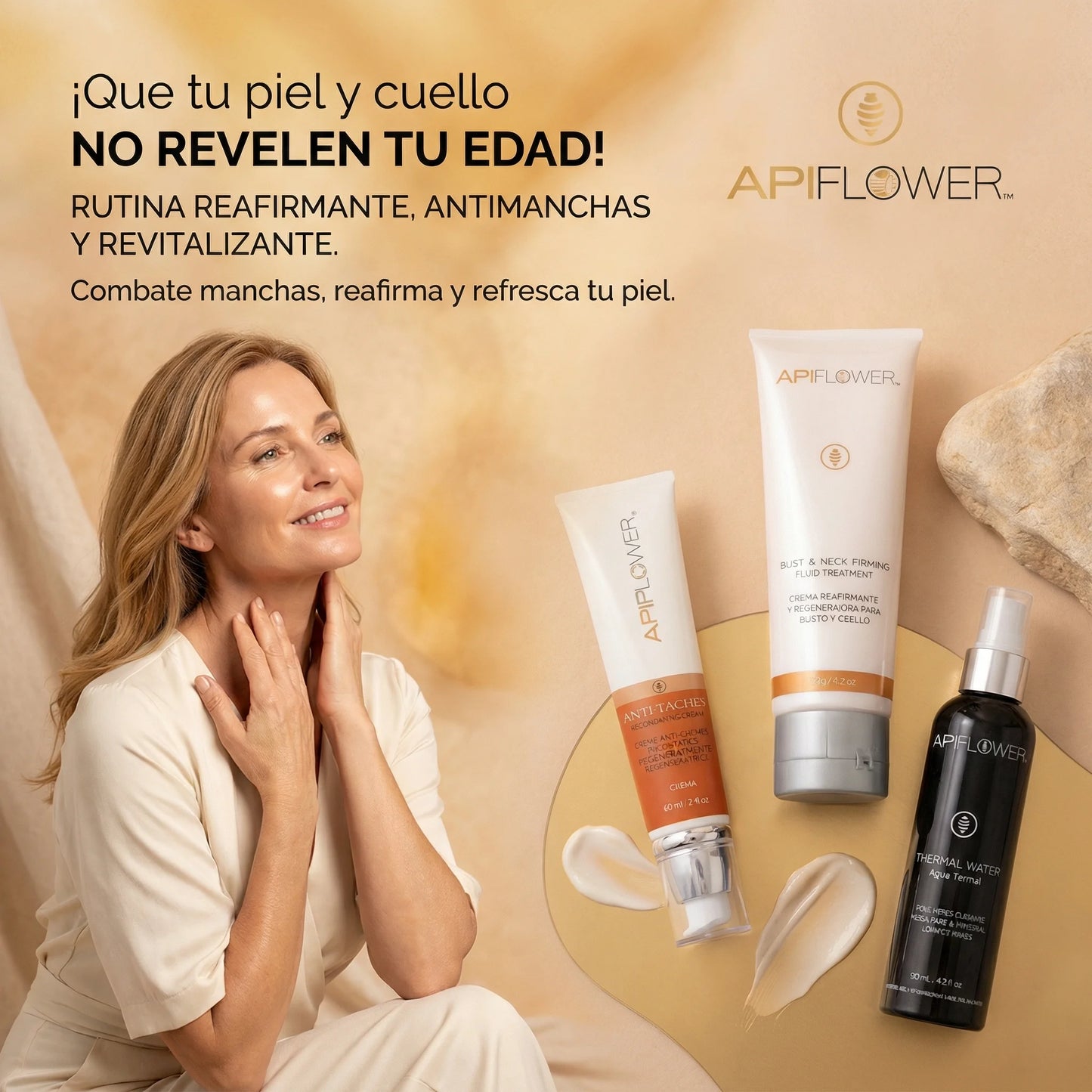 Kit Anti-Manchas & Reafirmante Apiflower + Agua Termal de Obsequio